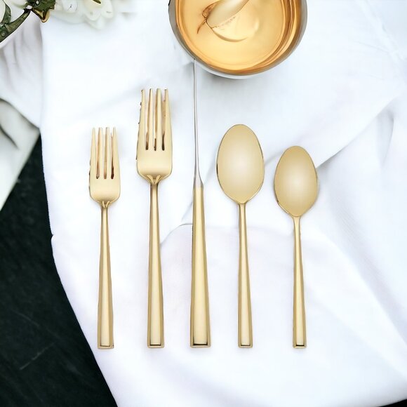 LENOX KATE SPADE 5 Pc Malmo Gold Flatware Set - Picture 1 of 5
